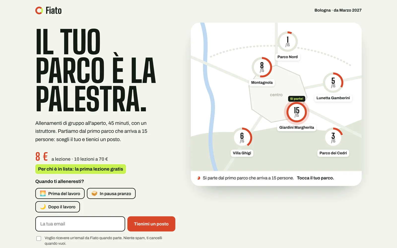 Fiato, la pagina vista da computer